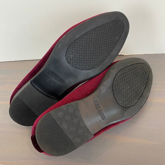 Steve Madden Laight Slip On Velvet Loafers Men Size 8 Wine Luxury Quilted Lined - Picture 7 of 8